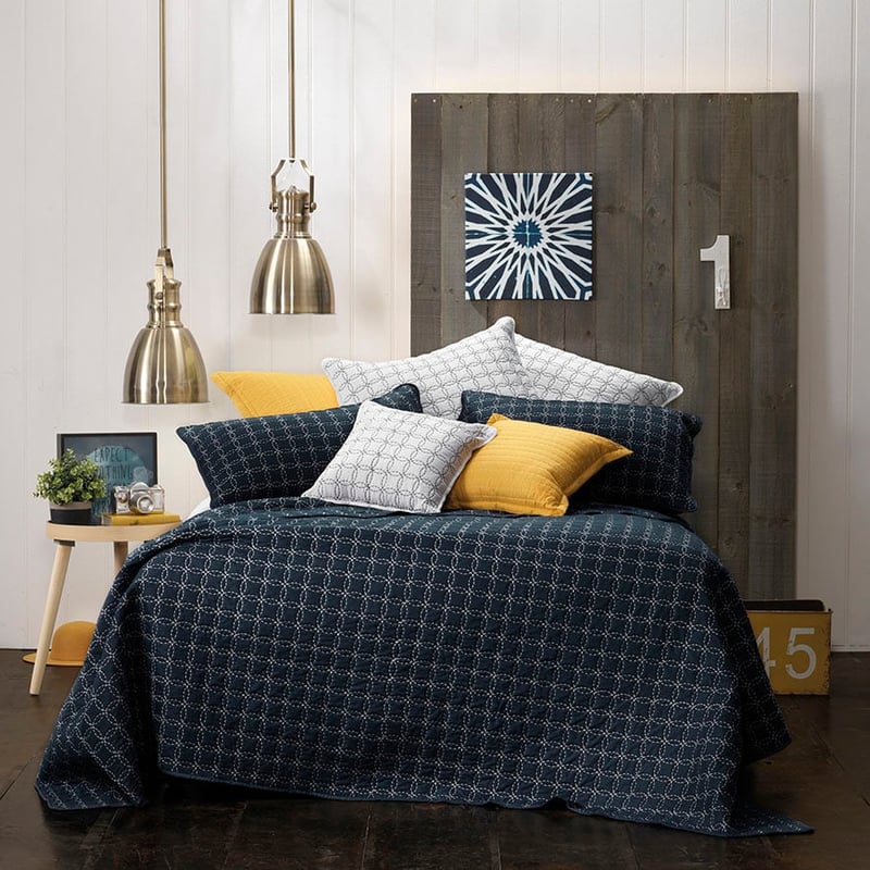 Clarence Navy Bedspread Set + Accessories