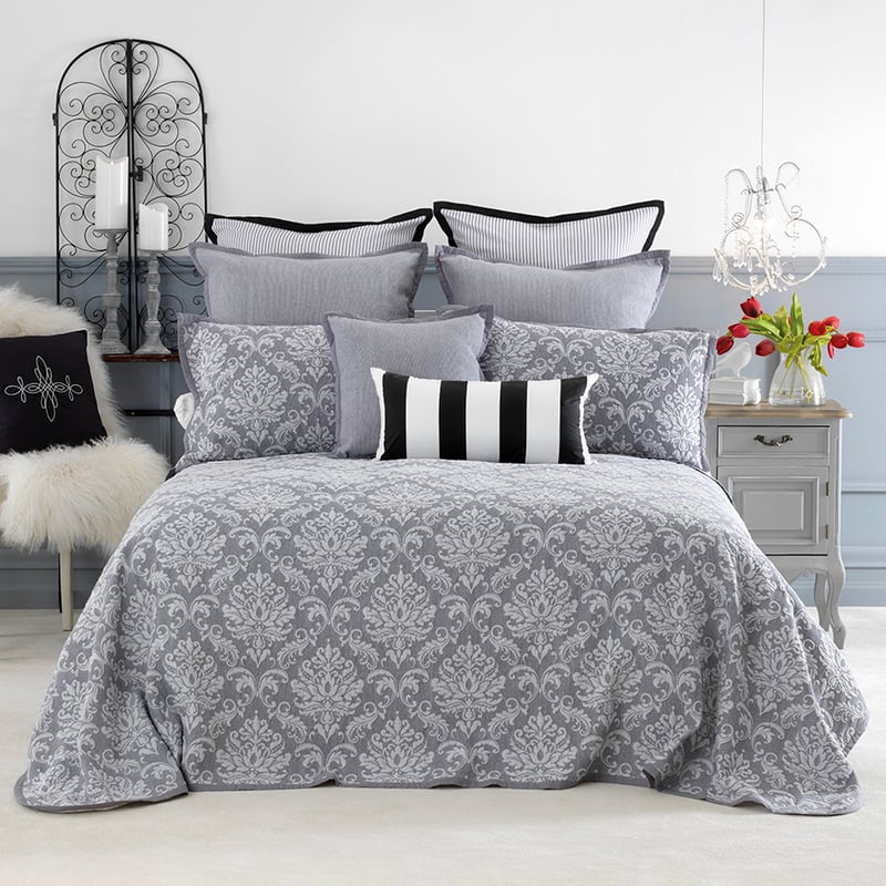 Fleur Grey Bedspread Set + Accessories