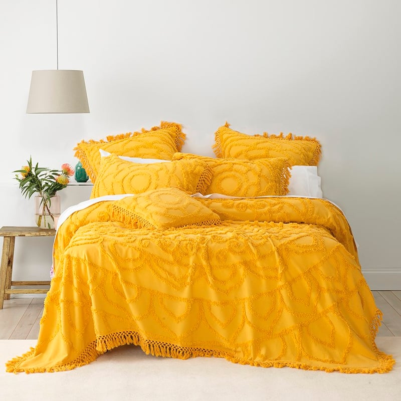 Santorini Mustard Bedspread Set + Accessories
