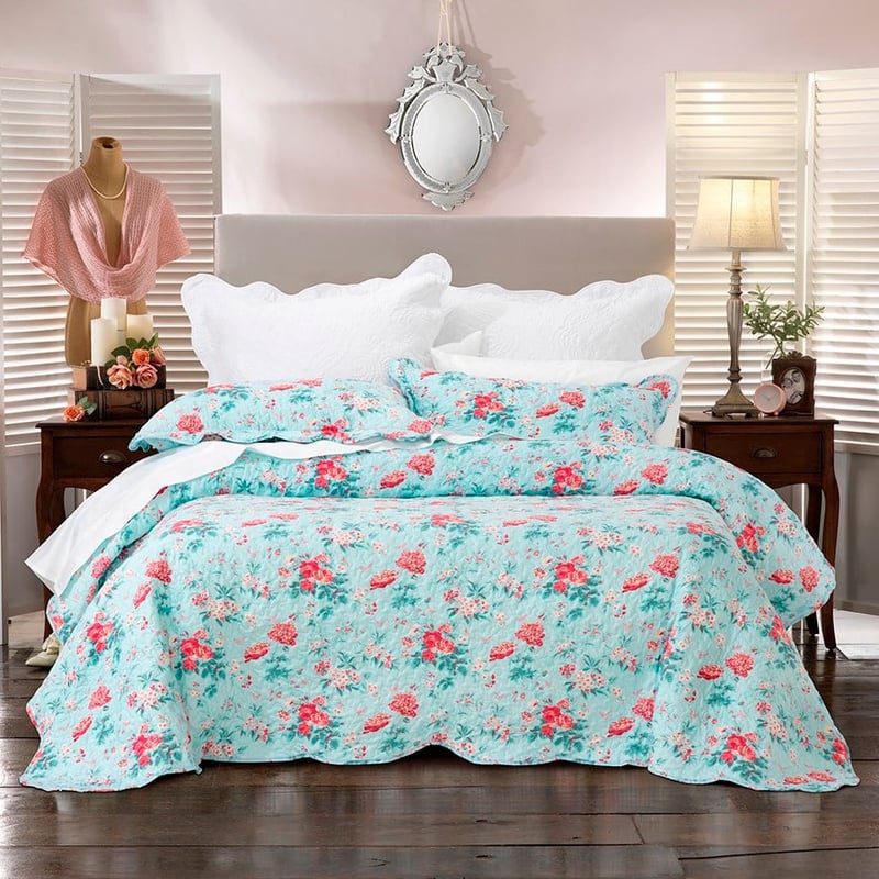 Serenity Duck Egg Bedspread Set + Accessories
