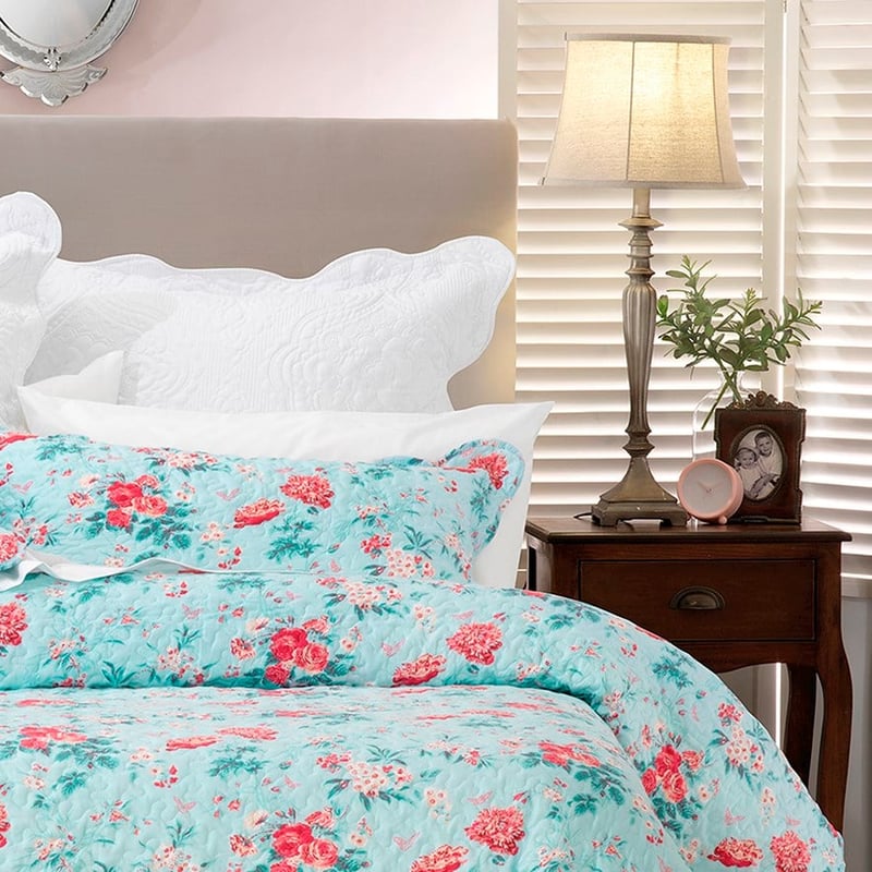 Serenity Duck Egg Bedspread Set + Accessories