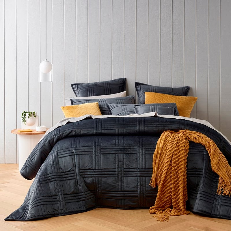Dayton Charcoal Coverlet + Accessories