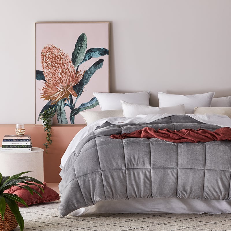 Plush Silver Quilted Blanket OFFLINE
