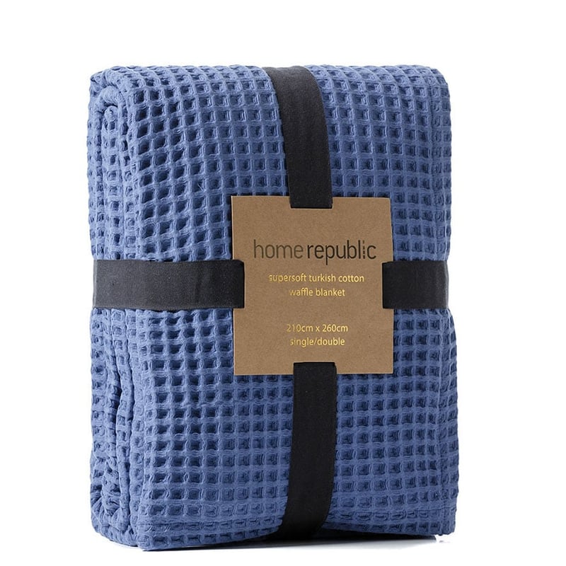 Supersoft Blue Turkish Waffle Blanket