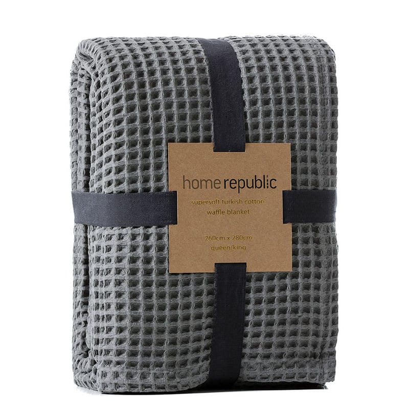 Supersoft Slate Grey Turkish Waffle Blanket
