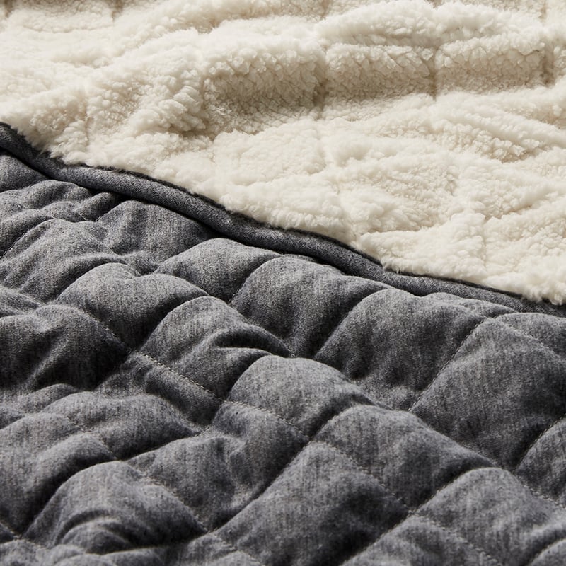 Jersey Silver Marle Quilted Sherpa Blanket