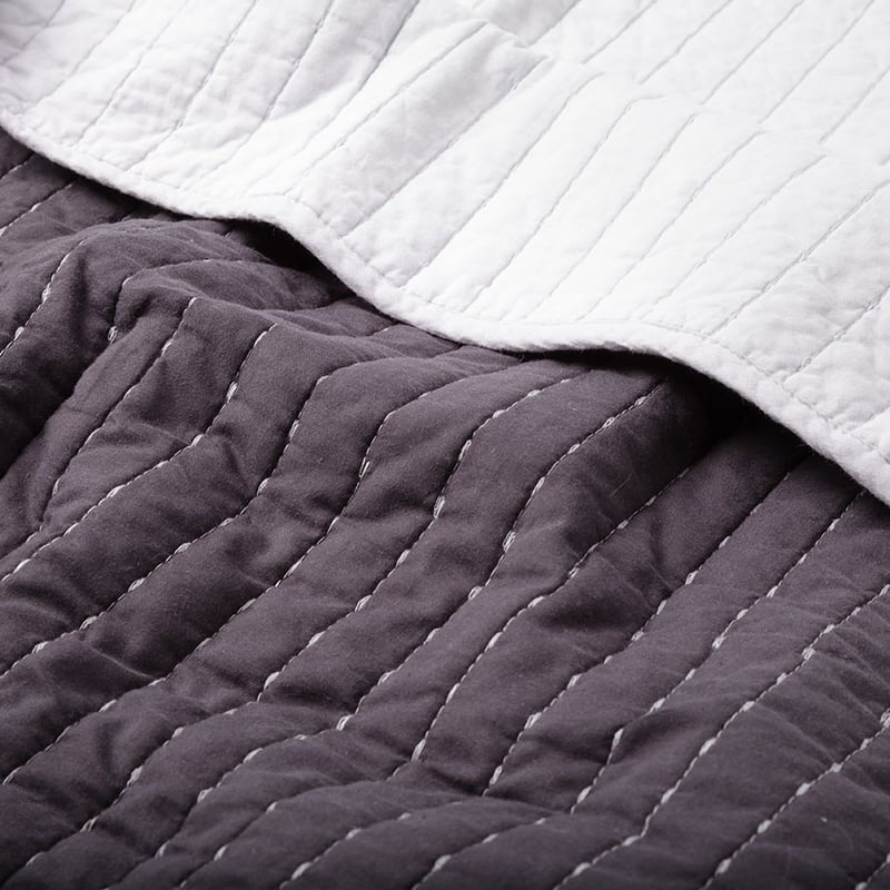 Florence Coal & Silver Quilted Blanket