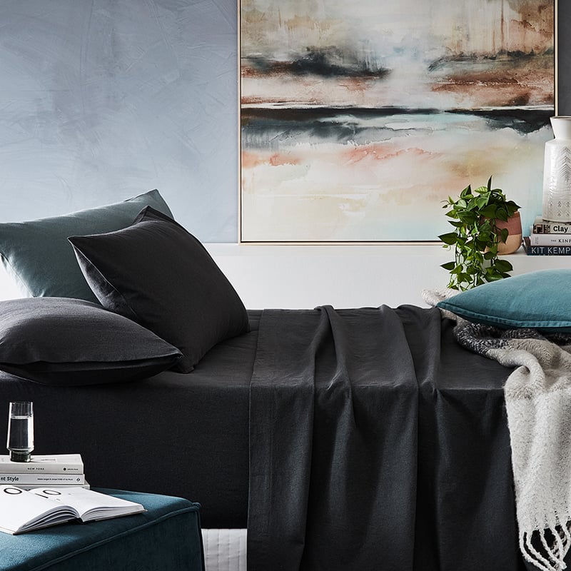Plain Dyed Flannelette Charcoal Sheet Set