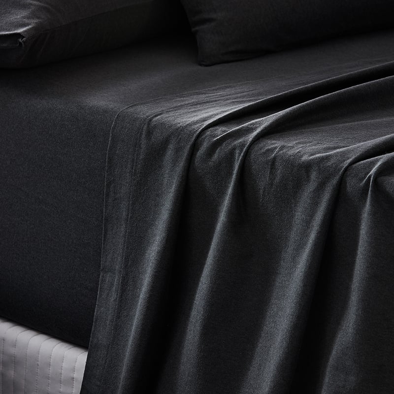 Plain Dyed Flannelette Charcoal Sheet Set
