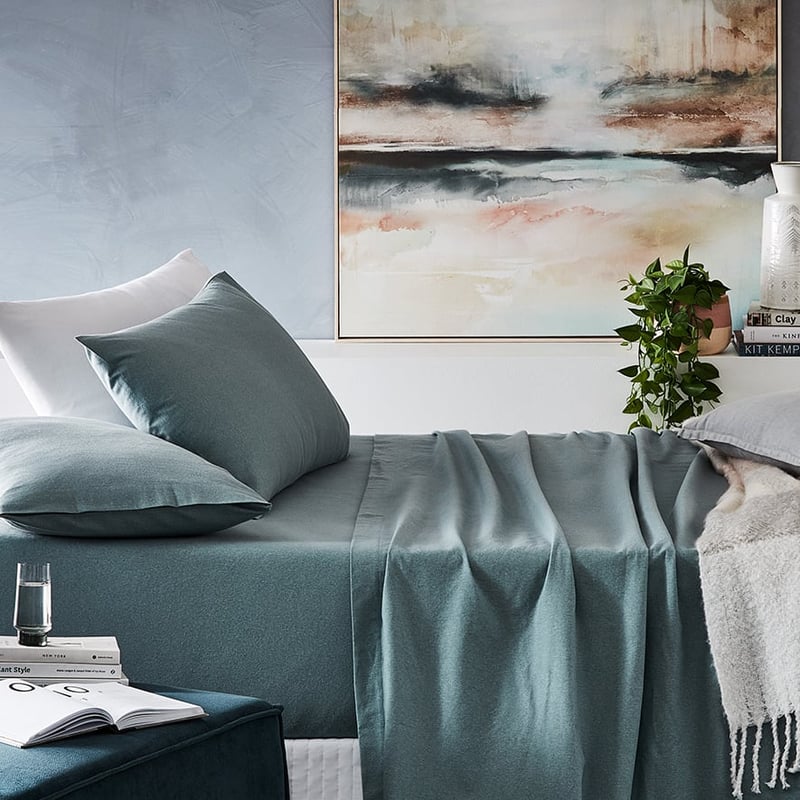 Plain Dyed Flannelette Sage Sheet Set