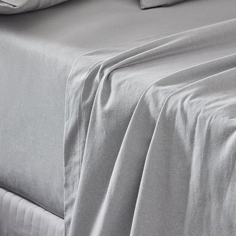 Plain Dyed Flannelette Silver Sheet Set