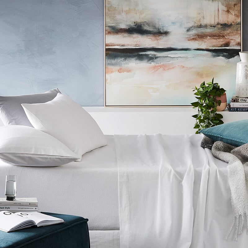 Plain Dyed Flannelette White Sheet Set