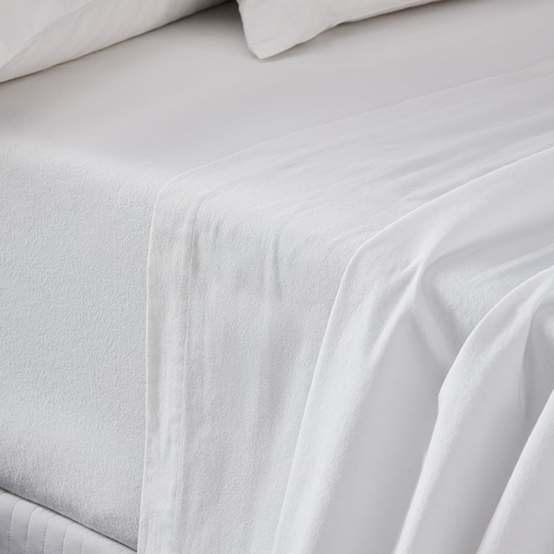 Plain Dyed Flannelette White Sheet Set