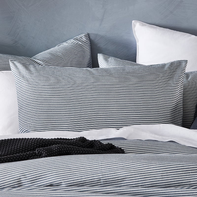 Printed Flannelette Navy Stripe Quilt Cover Set + Separates