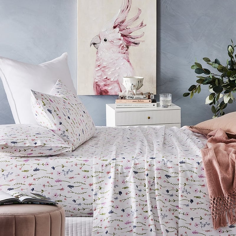 Printed Flannelette Multi Floral Sheet Set