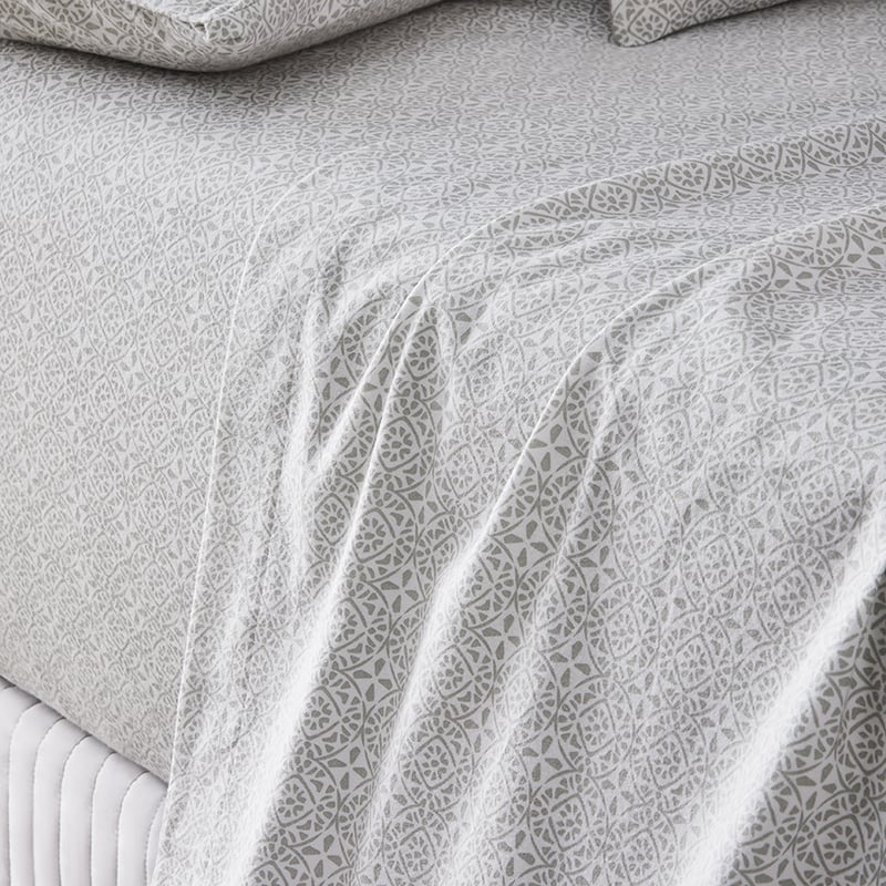 Printed Flannelette Silver Moroccan Sheet Set