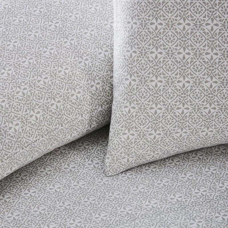 Printed Flannelette Silver Moroccan Sheet Set