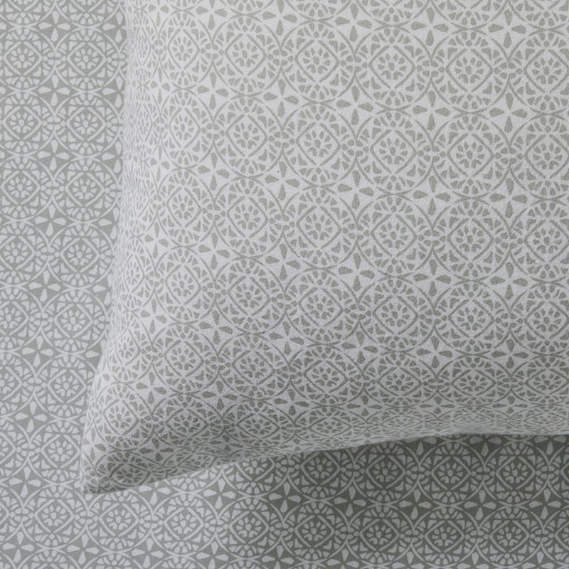 Printed Flannelette Silver Moroccan Sheet Set