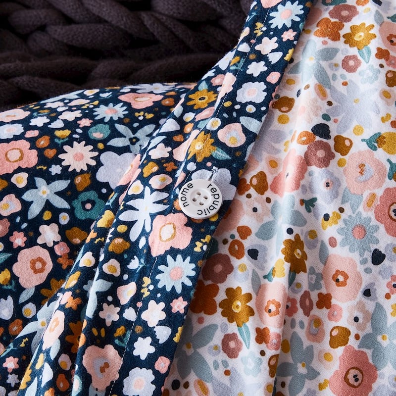 Printed Flower Bomb Flannelette Quilt Cover Set + Separates