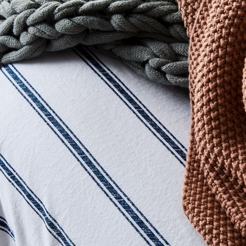 Printed Navy Stripe Flannelette Quilt Cover Set + Separates