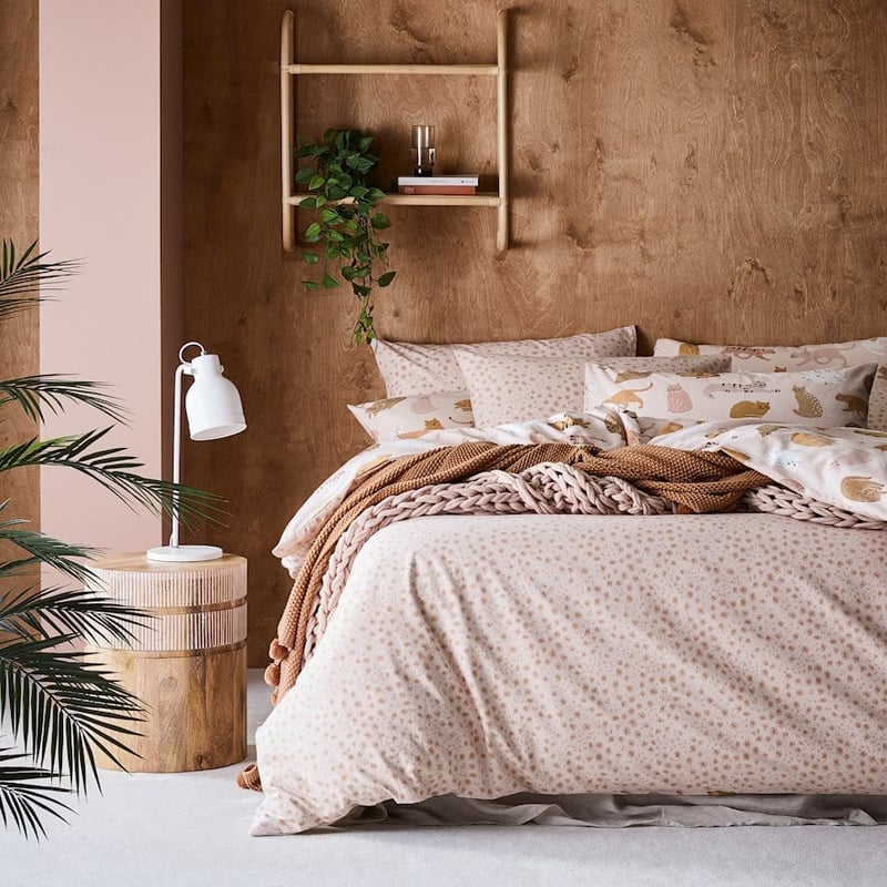 Printed Pink Cat Flannelette Quilt Cover Set + Separates