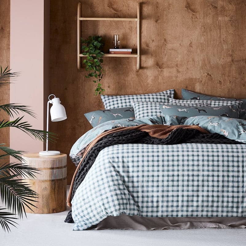 Printed Sage Dog Flannelette Quilt Cover Set + Separates