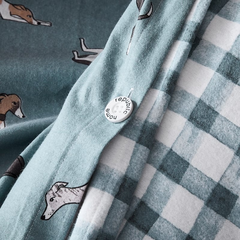 Printed Sage Dog Flannelette Quilt Cover Set + Separates