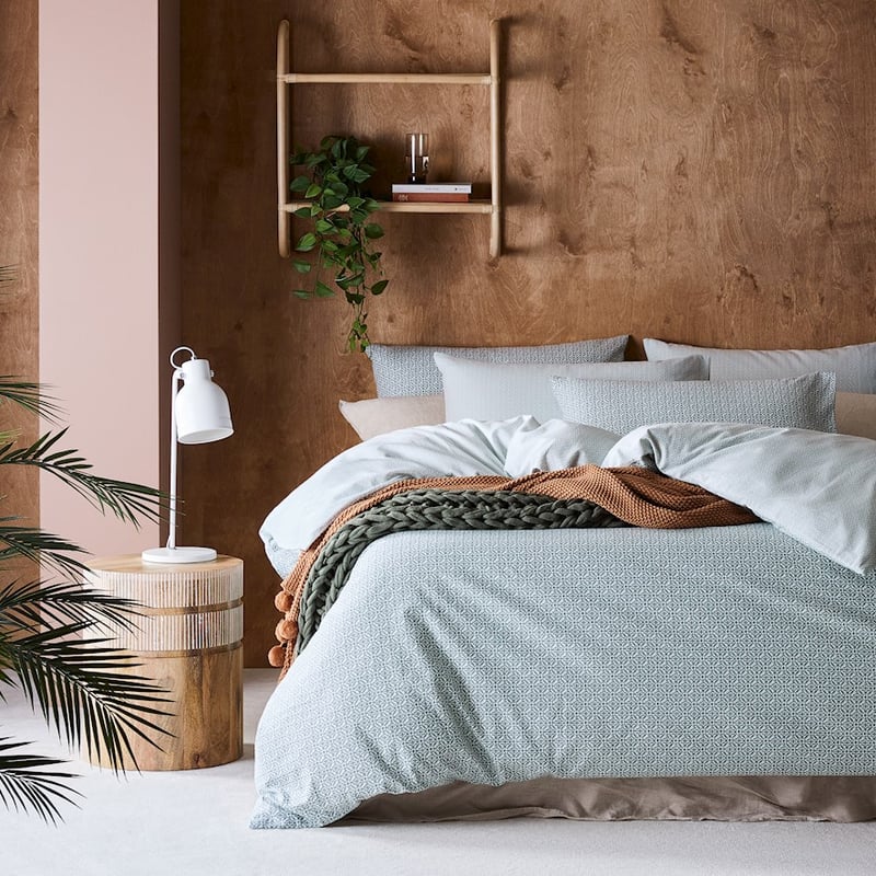 Printed Sage Tile Flannelette Quilt Cover Set + Separates