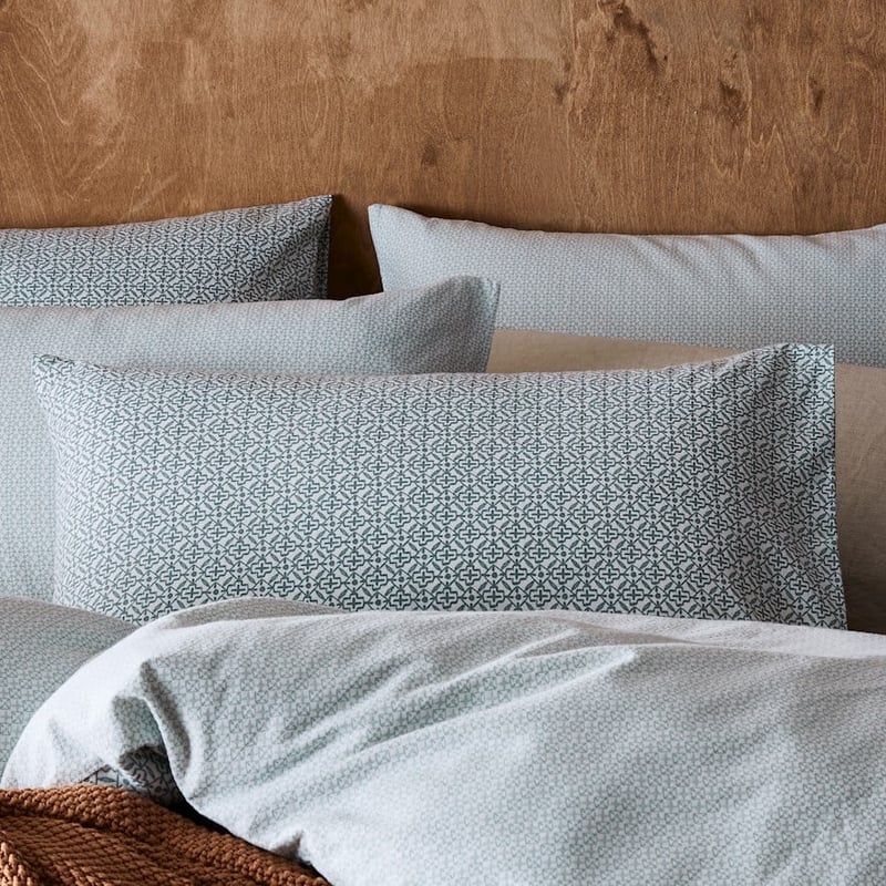 Printed Sage Tile Flannelette Quilt Cover Set + Separates