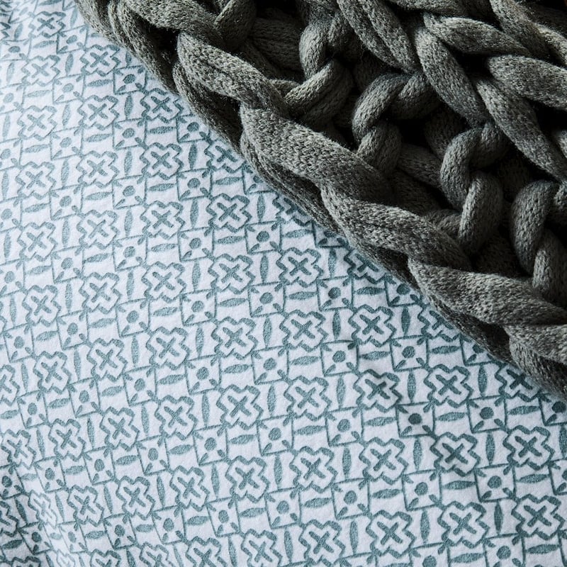Printed Sage Tile Flannelette Quilt Cover Set + Separates