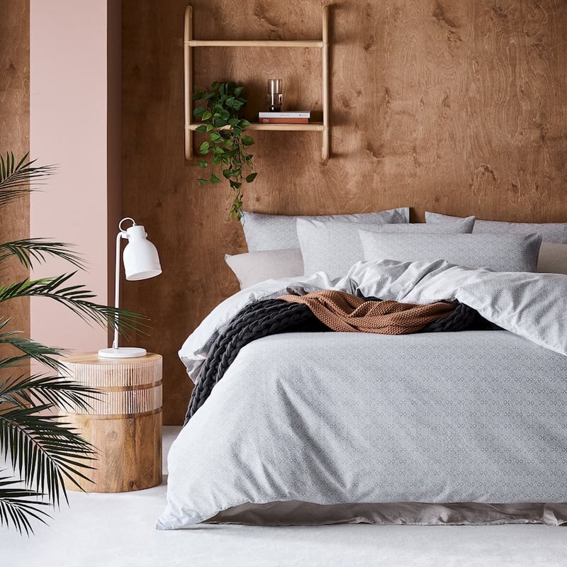 Printed Silver Moroccan Flannelette Quilt Cover Set + Separates