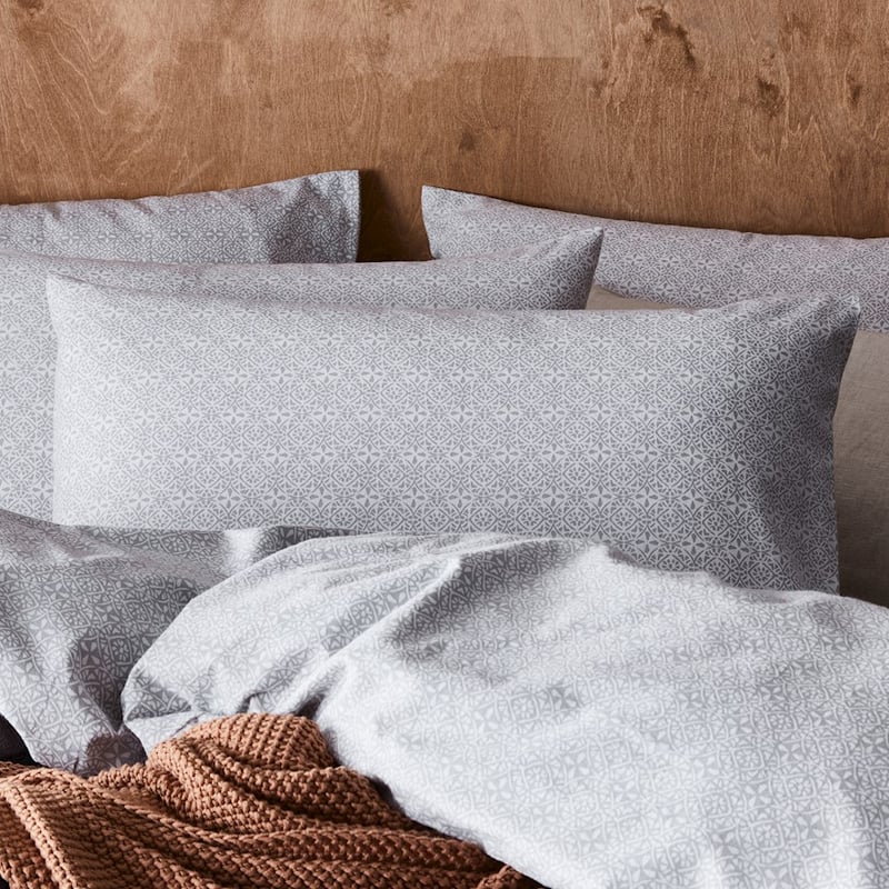 Printed Silver Moroccan Flannelette Quilt Cover Set + Separates