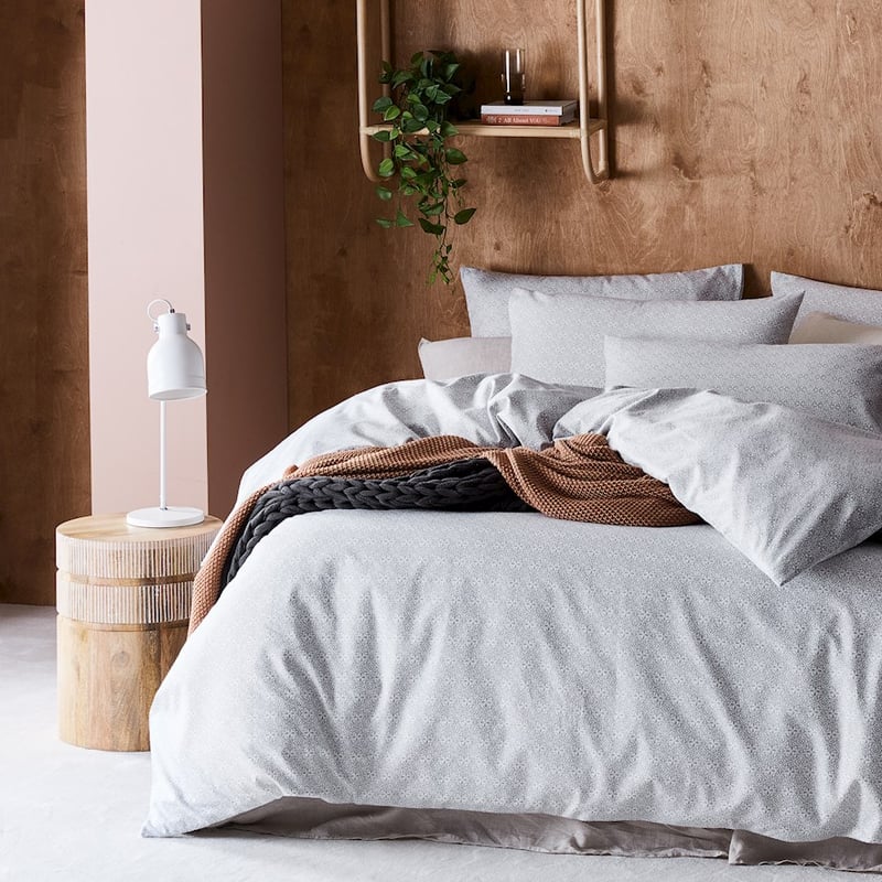Printed Silver Moroccan Flannelette Quilt Cover Set + Separates