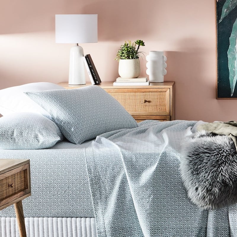 Printed Sage Tile Flannelette Sheet Set