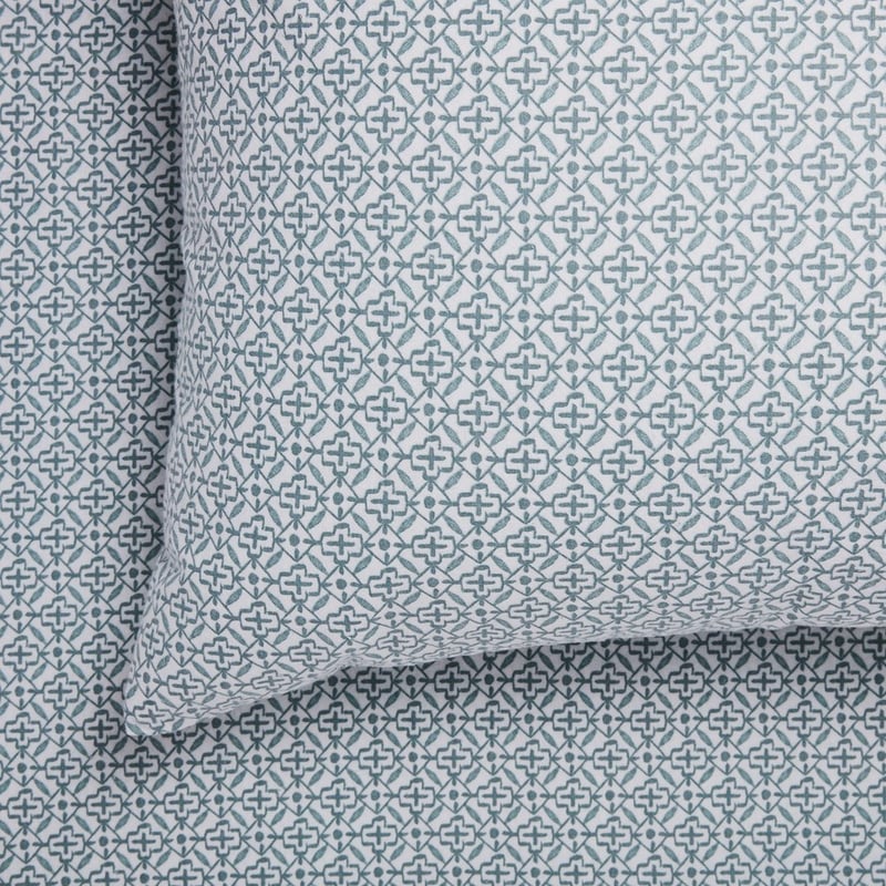 Printed Sage Tile Flannelette Sheet Set