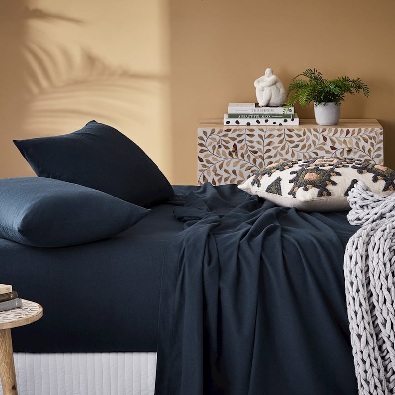 Flannelette Navy Pillowcase