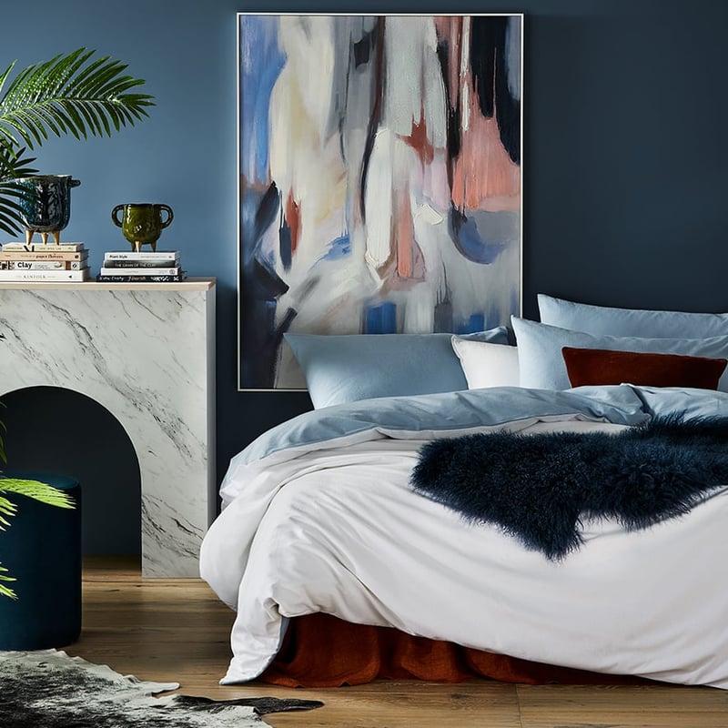 Super Soft Brushed Flannelette Denim & White Quilt Cover Separates