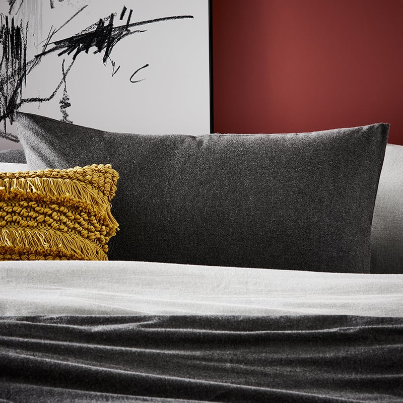 Super Soft Brushed Flannelette Silver & Charcoal Quilt Cover Separates