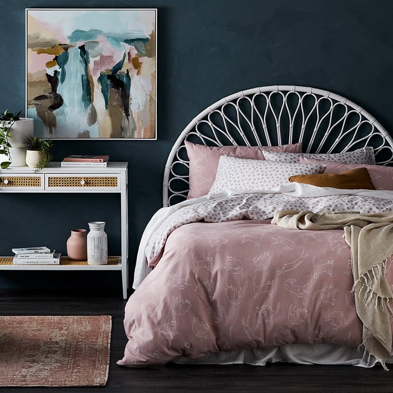 Printed Flannelette Pink Cat Quilt Cover Set + Separates