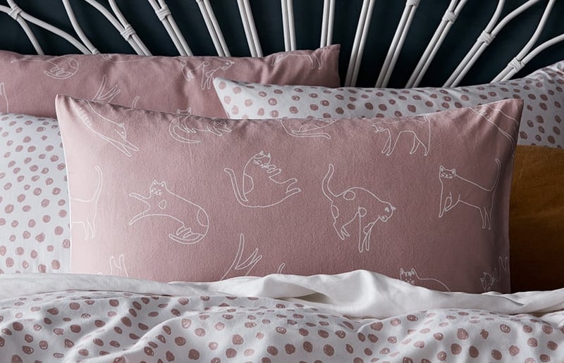 Printed Flannelette Pink Cat Quilt Cover Set + Separates