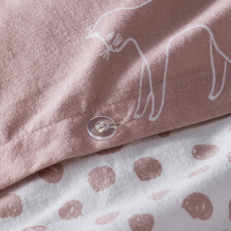 Printed Flannelette Pink Cat Quilt Cover Set + Separates