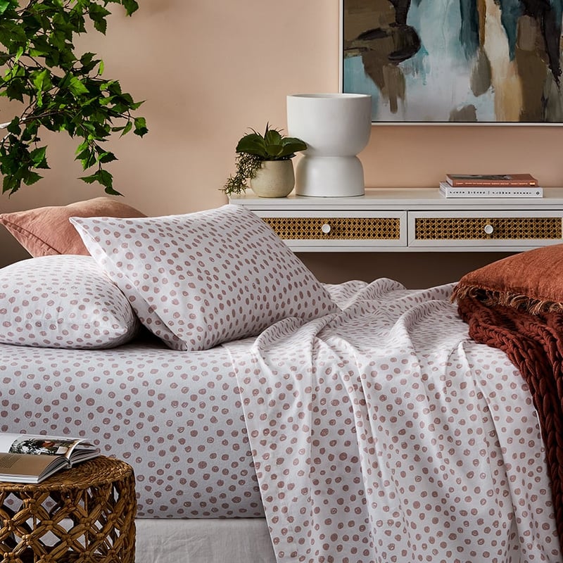 Printed Flannelette Pink Spot Sheet Set