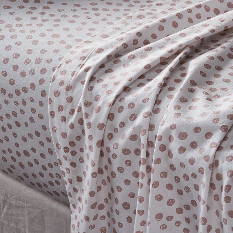 Printed Flannelette Pink Spot Sheet Set