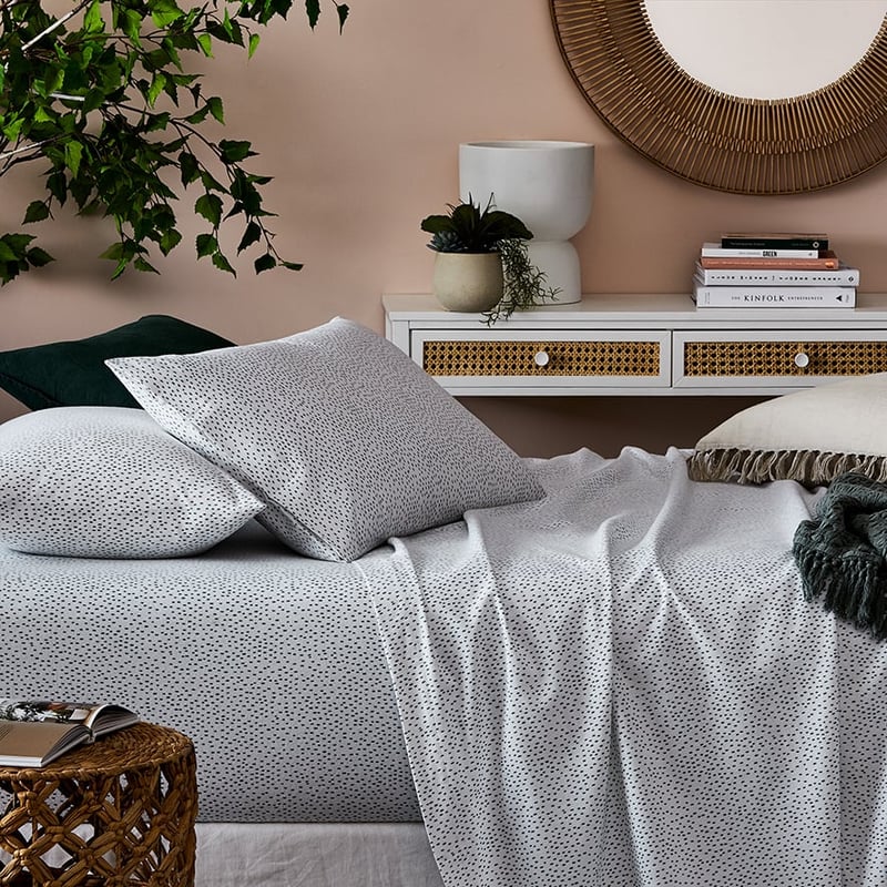 Printed Flannelette Sage Fleck Sheet Set