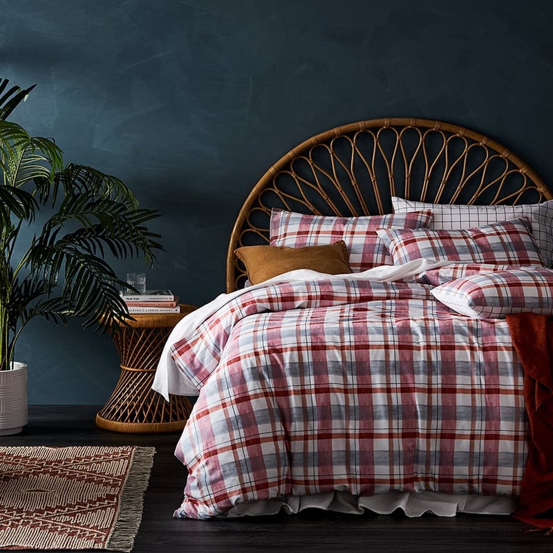 Printed Flannelette Watercolour Check Quilt Cover Set