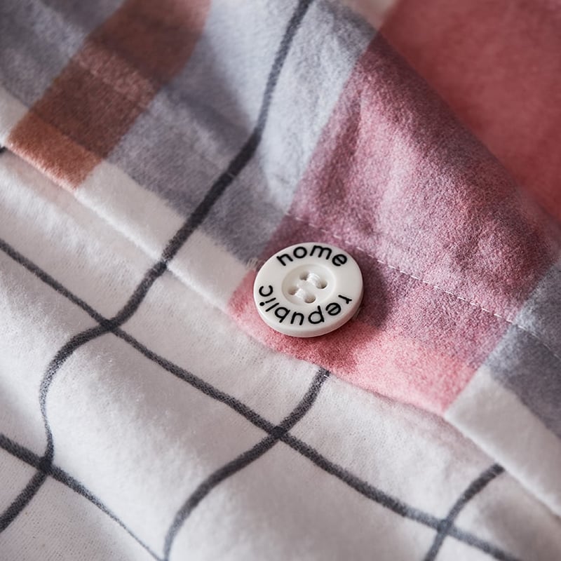 Printed Flannelette Watercolour Check Quilt Cover Set