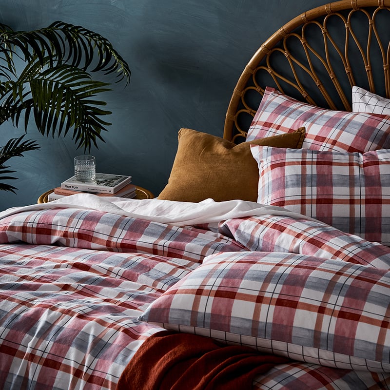 Printed Flannelette Watercolour Check Quilt Cover Set