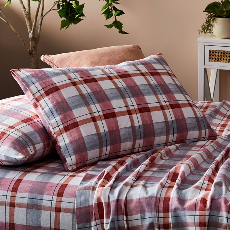 Printed Flannelette Watercolour Check Sheet Set