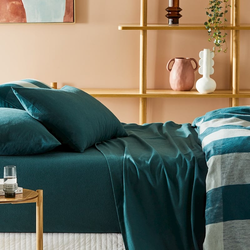 Super Soft Brushed Flannelette Pine Sheet Separates + Pillowcases