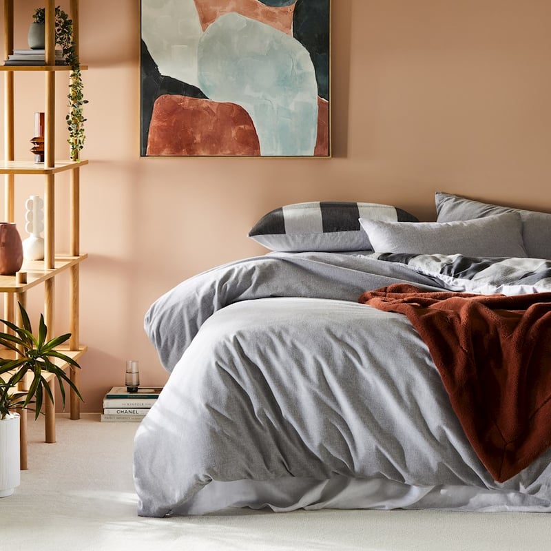 Super Soft Brushed Flannelette Silver Check Quilt Cover + Pillowcases